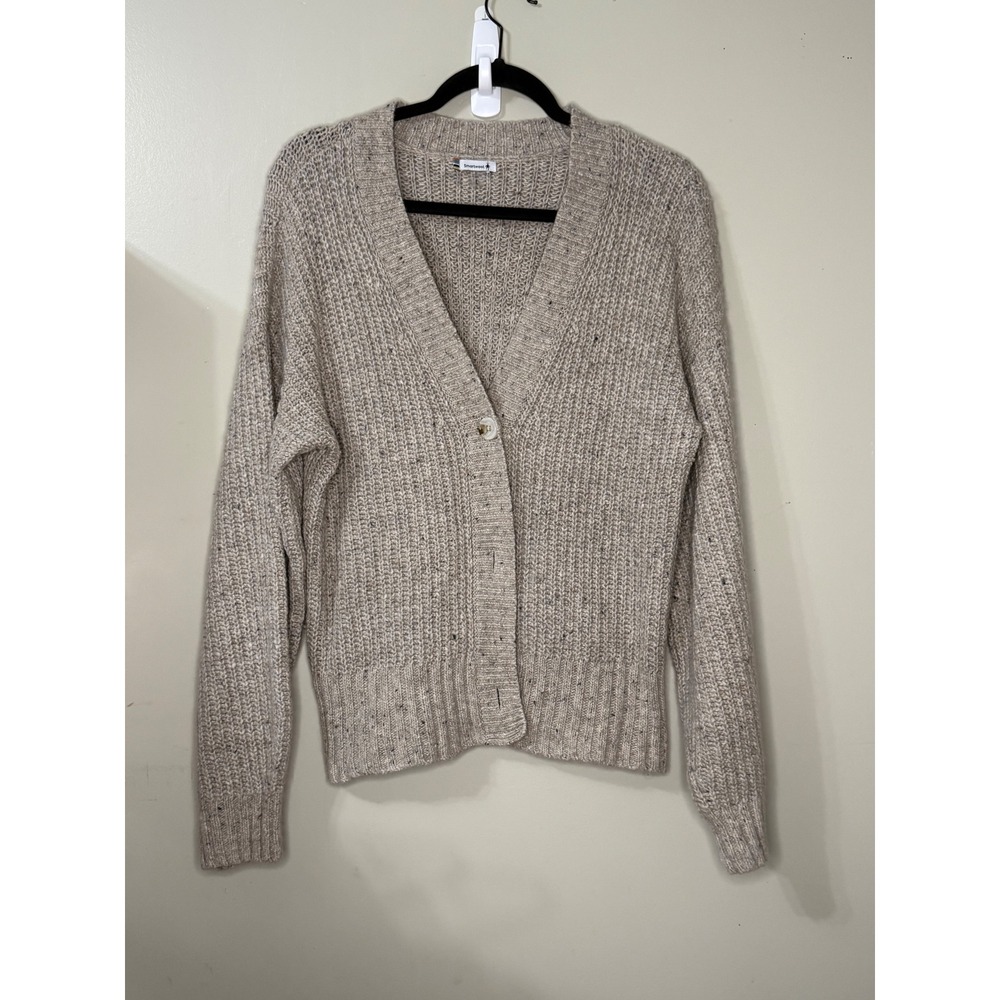Smartwool Merino Alpaca Wool Ribbed V-Neck Cardigan Oatmeal L #GranolaGirl